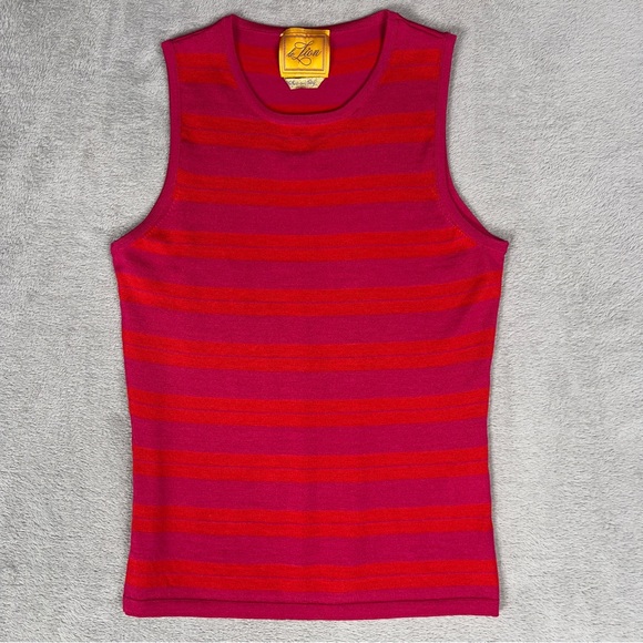 Le Lion Striped Sleeveless Top Women's XS* Wool‎ Silk Blend Made In Italy - Picture 1 of 10